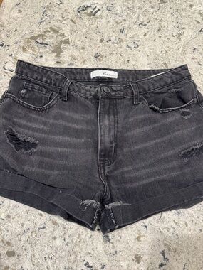 KanCan Faded Black Distressed High-Rise Denim Shorts